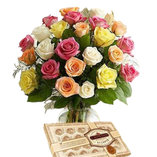 25 colorful roses with chokolates | Flower Delivery Orenburg