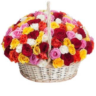 51 colorful roses in the basket | Flower Delivery Orenburg